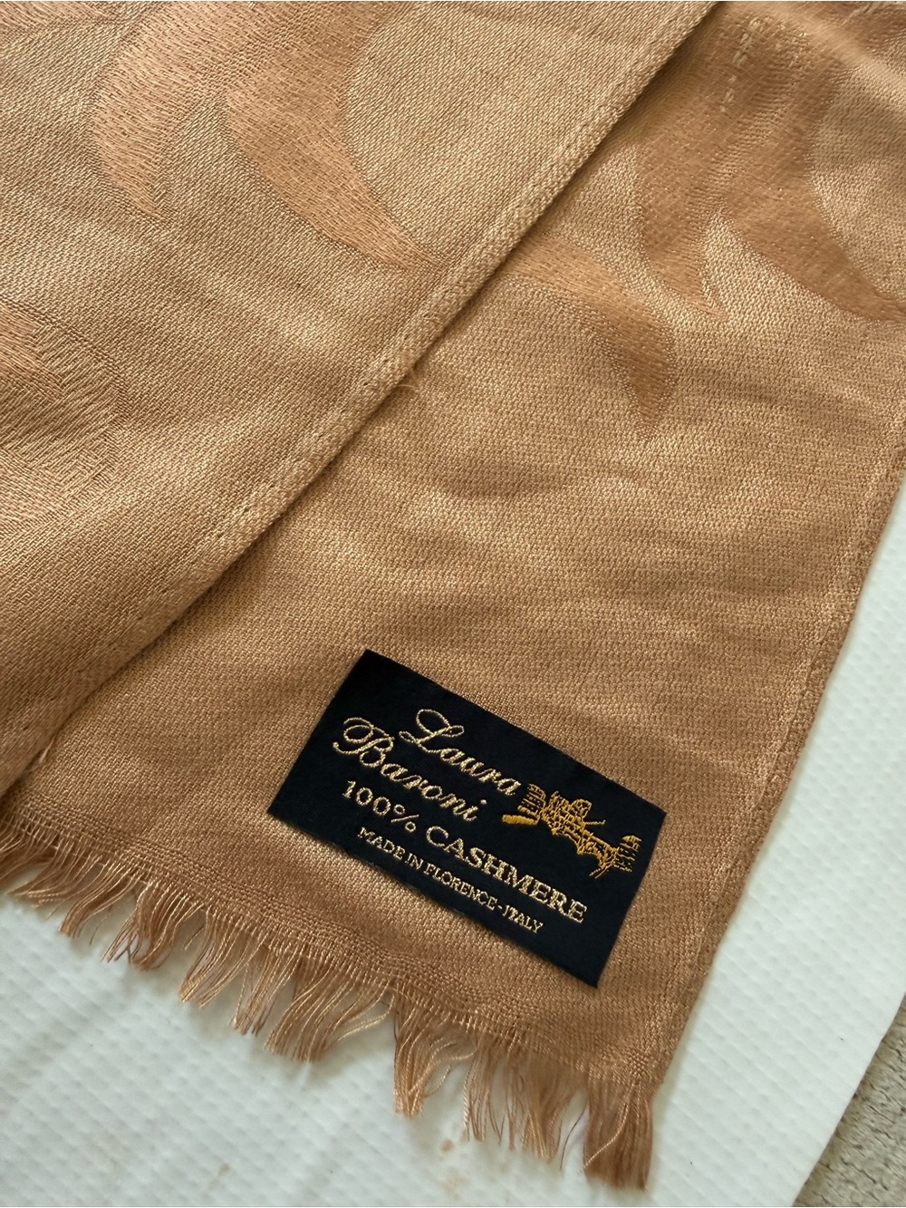 Laura Baroni Camel Scarf - 100% Cashmere Wrap Made in Florence Italy